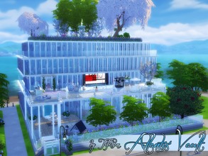 Sims 4 — Atlantis' Vault [No CC!] by TifaSan2 — A pretty big WATER glass house. With 1 bedroom, 1 bathroom, a study in