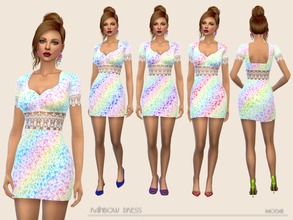 Sims 4 — Rainbow Dress by Paogae — Mini dress with lace and rainbow colors, for the spring and summer of our sims.
