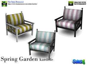Sims 4 — kardofe_Spring Garden_LivingChair by kardofe — Forging armchair with large and cushioned cushions in three colr 