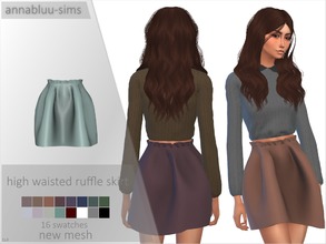 Sims 4 — Annabluu's High Waisted Ruffle Skirt by annabluu — Base Game Compatible For females, Teen to Elder HQ Compatible