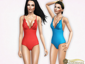 Sims 3 — Swimsuit with Broderie Anglaise by Harmonia — 4 color. recolorable Please do not use my textures. Please do not