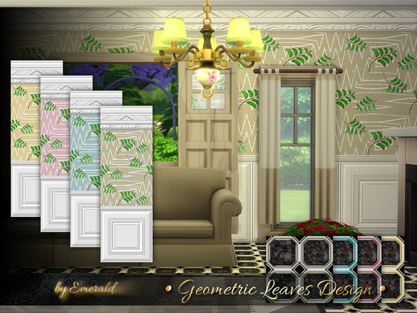 Sims 4 — Geometric Leaves Design by Emerald — Fresh and contemporary, this leaf design will bring tropical sensations to