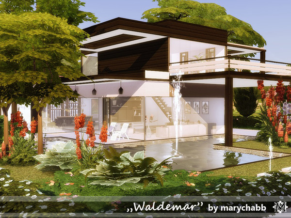 Sims 4 — Waldemar by marychabb — A simple, modern home for every sim. It has Ground Floor Livingroom Bathroom Diningroom