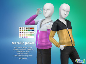 Sims 4 — Metallic Jacket by kliekie — Shiny jacket for boys and girls. Top half is either black or white, bottom half has