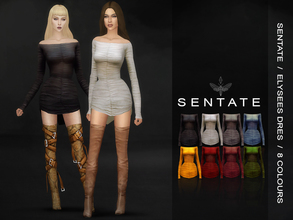 Sims 4 — Sentate - Elysees Dress by Sentate — A short off the shoulder ruched dress with long sleeves. This dress is