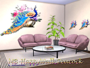 Sims 4 — MB-HappyWall_Peacock by matomibotaki — MB-HappyWall_Peacock, colorful peacock wall-tatoo, lovely looking in each