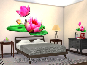 Sims 4 — MB-HappyWall_WaterLily by matomibotaki — MB-HappyWall_WaterLily, floral wall-tatoo to decorate your solid walls,