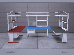 Sims 4 — Laboratory. Desk v1 by soloriya — Desk with shelves for decorative items. Part of Laboratory set. 3 color
