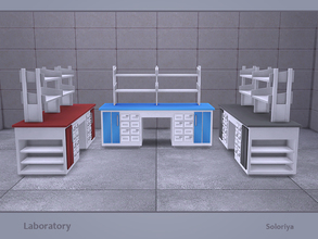 Sims 4 — Laboratory. Large Laboratory Table by soloriya — Large laboratory table with functional shelves. Part of