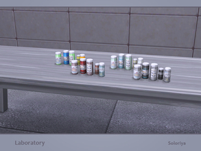 Sims 4 — Laboratory. Chemicals, v1 by soloriya — Five chemicals in one mesh. Part of Laboratory set. 3 color variations.