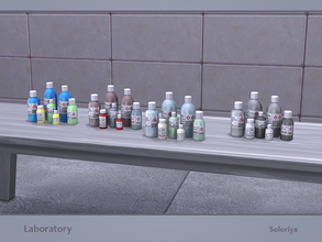 Sims 4 — Laboratory. Chemicals, v2 by soloriya — Seven chemicals in one mesh. Part of Laboratory set. 3 color variations.