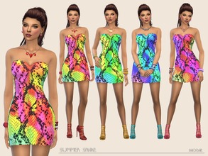 Sims 4 — SummerSnake by Paogae — An eye-catching pattern, summer and colorful, this mini dress is perfect for girls that