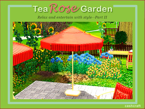 Sims 3 — Tea Rose Garden Table Umbrella by Cashcraft — Another patio umbrella for use with dinningtable. Umbrellas in the