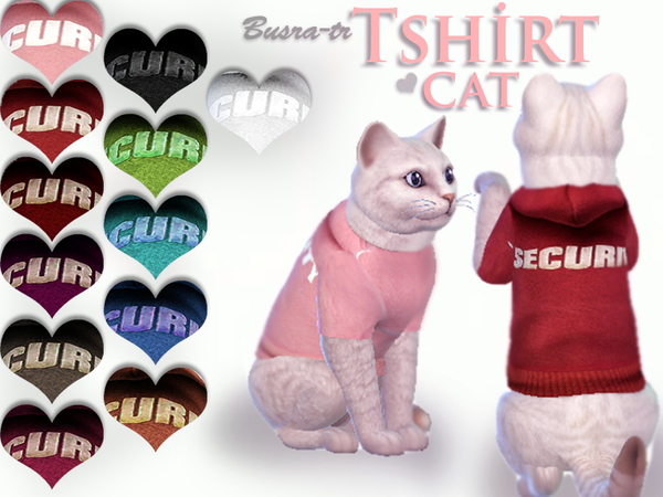 Sims 4 — Security CAT_Tshirts by busra-tr — Created for: The Sims 4 Pet Clothing for Cats 12 Colors Adult-Elder I hope