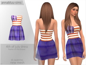 Sims 4 — Annabluu's 4th of July Dress by annabluu — Base Game Compatible For females, Teen to Elder HQ Compatible Shadow,