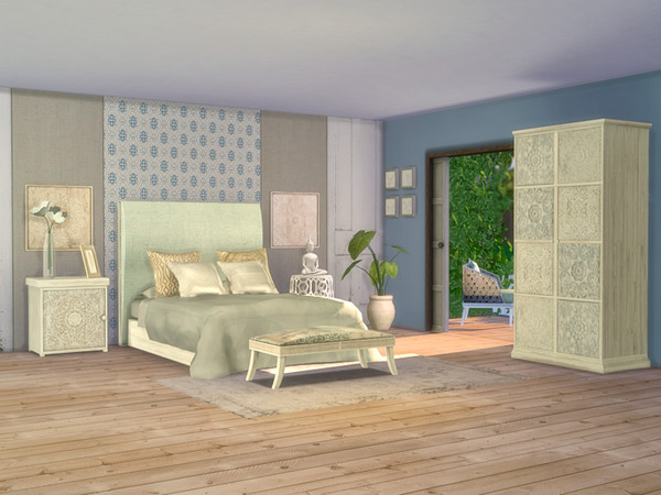 Sims 4 — Nikadema Giorno Bedroom by nikadema — BuonGiorno! This bedroom is inspired on an exotic romantic style. Most of