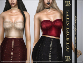 Sims 4 — Satin Lace Top by FashionRoyaltySims — Standalone Custom thumbnail 18 color options HQ texture Compatible with