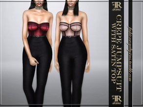 Sims 4 — Crepe Jumpsuit With Satin Top by FashionRoyaltySims — Standalone Custom thumbnail 10 color options HQ texture