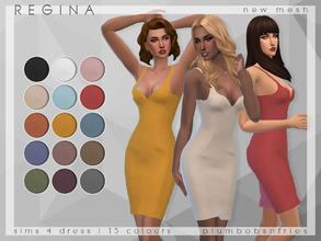 Sims 4 — PnF | Regina by Plumbobs_n_Fries — New Mesh Short Dress Female | Teen - Elders Hot Weather Enabled 15 Colours