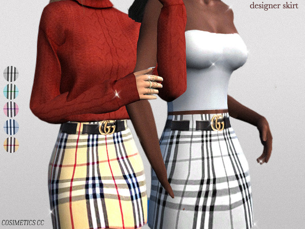 Sims 4 — d e s i g n e r s k i r t . by cosimetics — made by cosimetics cc . five swatches . custom cas thumbnail . tou