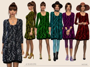 Sims 4 — 4Seasons by Paogae — Black background dress, six colors, perfect for all seasons using the right accessories.