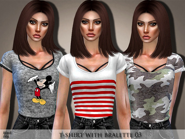 Sims 4 — T-Shirt with Bralette 03 by Black_Lily — YA/A/Teen 3 Styles New item
