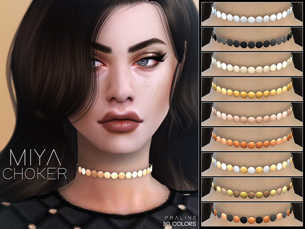 Sims 4 — Miya Choker by Pralinesims — Choker in 30 colors. Inspired by Sunmi.