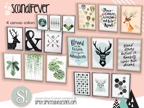 Sims 4 — ScandiFever paintings trio by SIMcredible! — by SIMcredibledesigns.com available at TSR 4 colors in 24