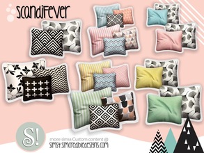 Sims 4 — ScandiFever Cushions by SIMcredible! — by SIMcredibledesigns.com available at TSR 5 colors variations