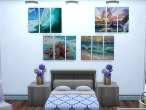 Sims 4 — 3 Panel Ocean Art by erickiacoleman2 — 4 Swatches Beautiful Ocean Art base game safe Mesh By TheNumbersWoman No