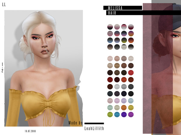 Sims 4 — LeahLillith Melissa Hair by Leah_Lillith — Melissa Hair All LODs Smooth bones Works with hats Custom CAS