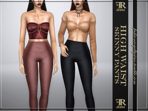 Sims 4 — High Waist Skinny Pants by FashionRoyaltySims — Standalone Custom thumbnail 20 color options HQ texture