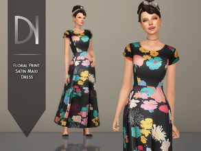 Sims 4 — Floral Print Satin Maxi Dress by DarkNighTt — Floral Print Satin Maxi Dress Have 1 color. New Mesh. Printed