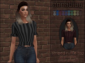 Sims 4 — Annabluu's Striped Ruffle Top by annabluu — Base Game Compatible For females, Teen to Elder HQ Compatible