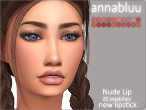 Sims 4 — Annabluu's Nude Lip by annabluu — Base Game Compatible For females, Teen to Elder HQ Compatible 20 Swatches