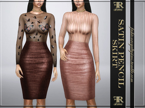 Sims 4 — Satin Pencil Skirt by FashionRoyaltySims — Standalone Custom thumbnail 14 color options HQ texture Compatible