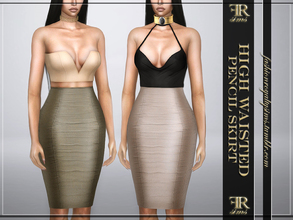 Sims 4 — High Waisted Pencil Skirt by FashionRoyaltySims — Standalone Custom thumbnail 14 color options HQ texture
