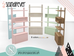 Sims 4 — ScandiFever 1x1 Bookcase by SIMcredible! — by SIMcredibledesigns.com available at TSR 8 colors variations