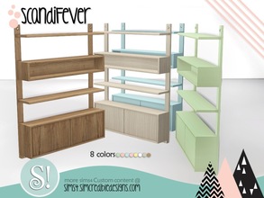 Sims 4 — ScandiFever 2x1 Bookcase by SIMcredible! — by SIMcredibledesigns.com available at TSR 8 colors variations