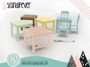 Sims 4 — ScandiFever 1x1 Dining Table by SIMcredible! — by SIMcredibledesigns.com available at TSR 8 colors variations