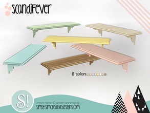 Sims 4 — ScandiFever shelf by SIMcredible! — by SIMcredibledesigns.com available at TSR 8 colors variations 