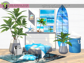 Sims 4 — Erin Bedroom Decor by NynaeveDesign — Experience the beauty and majesty of the beach with these eye catching