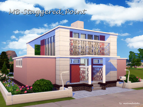 Sims 4 — MB-Staggered_Point by matomibotaki — Modern family home for your Sims, Details: Stylish, half-closed entrance,