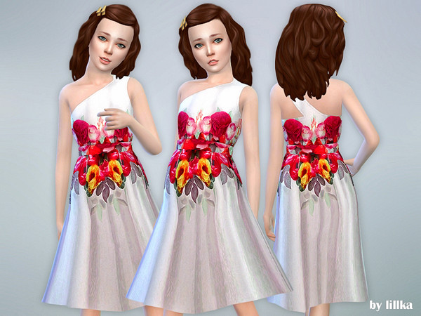 Sims 4 — Rose Print Dress 02 NEEDS Holiday Celebration Pack (origin) by lillka — Rose Print Dress for girls New item /