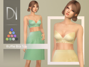 Sims 4 — Ruffle Bra Top by DarkNighTt — Ruffle Bra Top Have 12 colors. Game Mesh. Printed/Handpainted Texture. Hope you