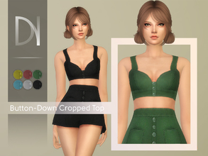Sims 4 — Button-Down Cropped Top by DarkNighTt — Button-Down Cropped Top Have 6 colors. Game Mesh. Printed/Handpainted