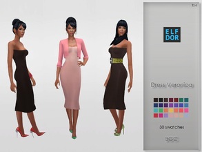 Sims 4 — Dress Veronica by Elfdor — - 30 swatches - new mesh - 2 versions - everyday, formal, party - teen to elder -