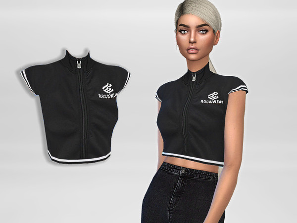 Sims 4 — Active Crop top by Puresim — A sporty black crop top. - one swatch - teen to elder - athletic, sleepwear and