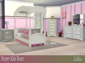 Sims 4 — Harper Kids Bedroom  by Lulu265 — An elegant bedroom set for little girls, with a canopy bed to make her feel