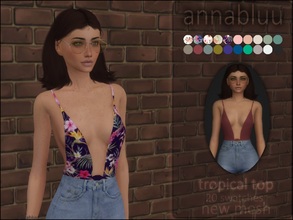 Sims 4 — Annabluu's Tropical Top by annabluu — Base Game Compatible For females, Teen to Elder HQ Compatible Shadow,